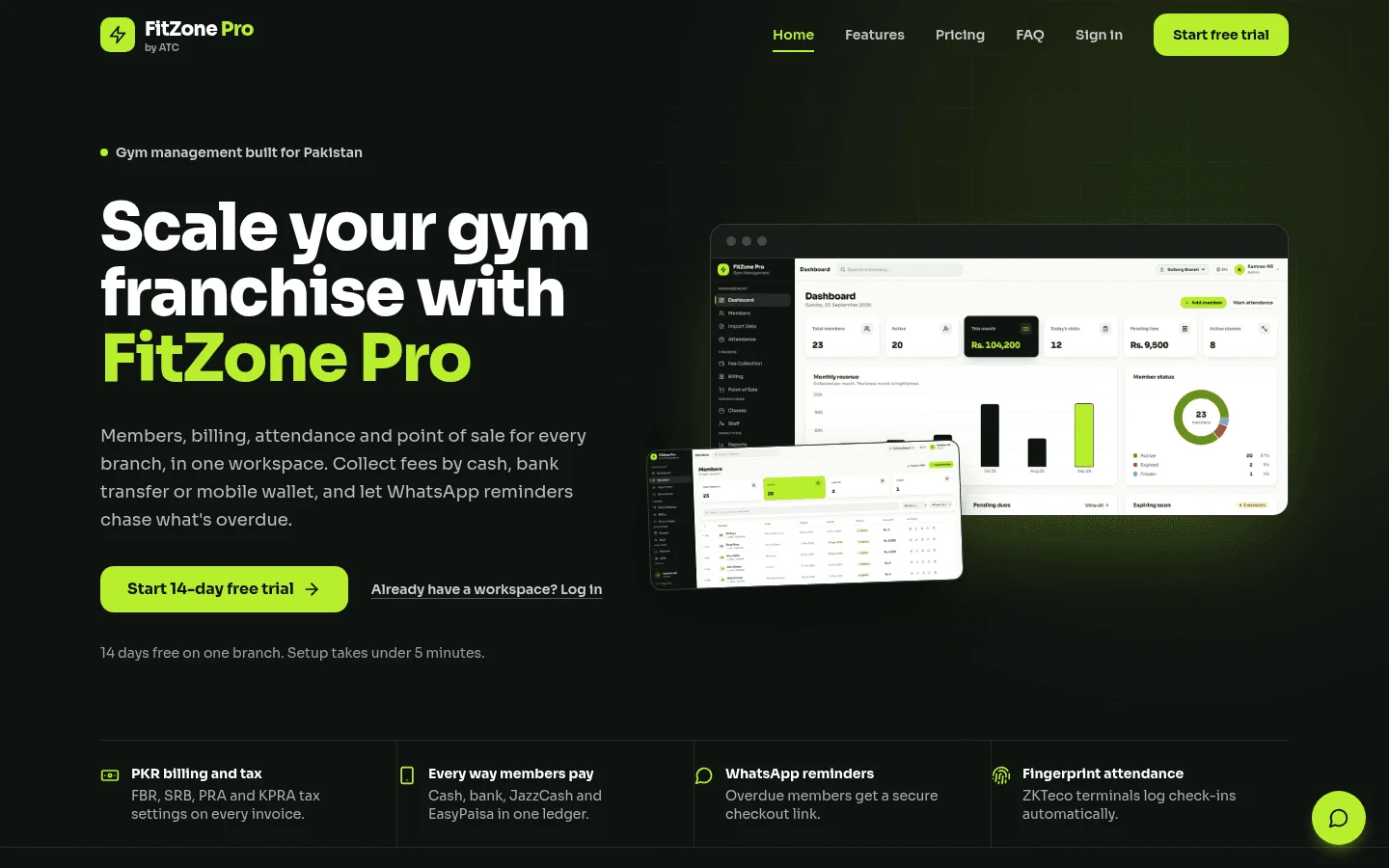 FitZone Pro: Landing page