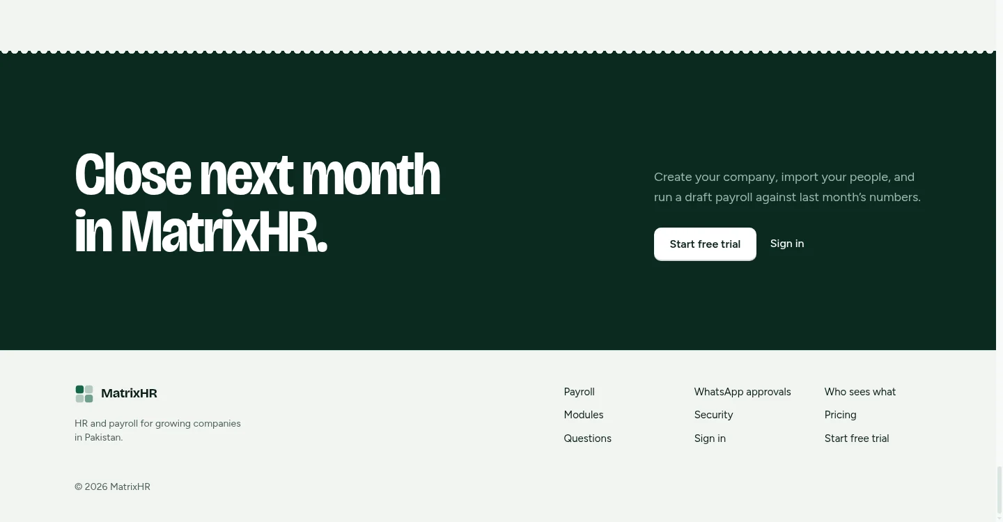 MatrixHR: Close next month
