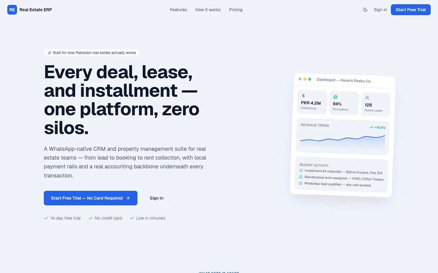 RE-ERP: Landing page
